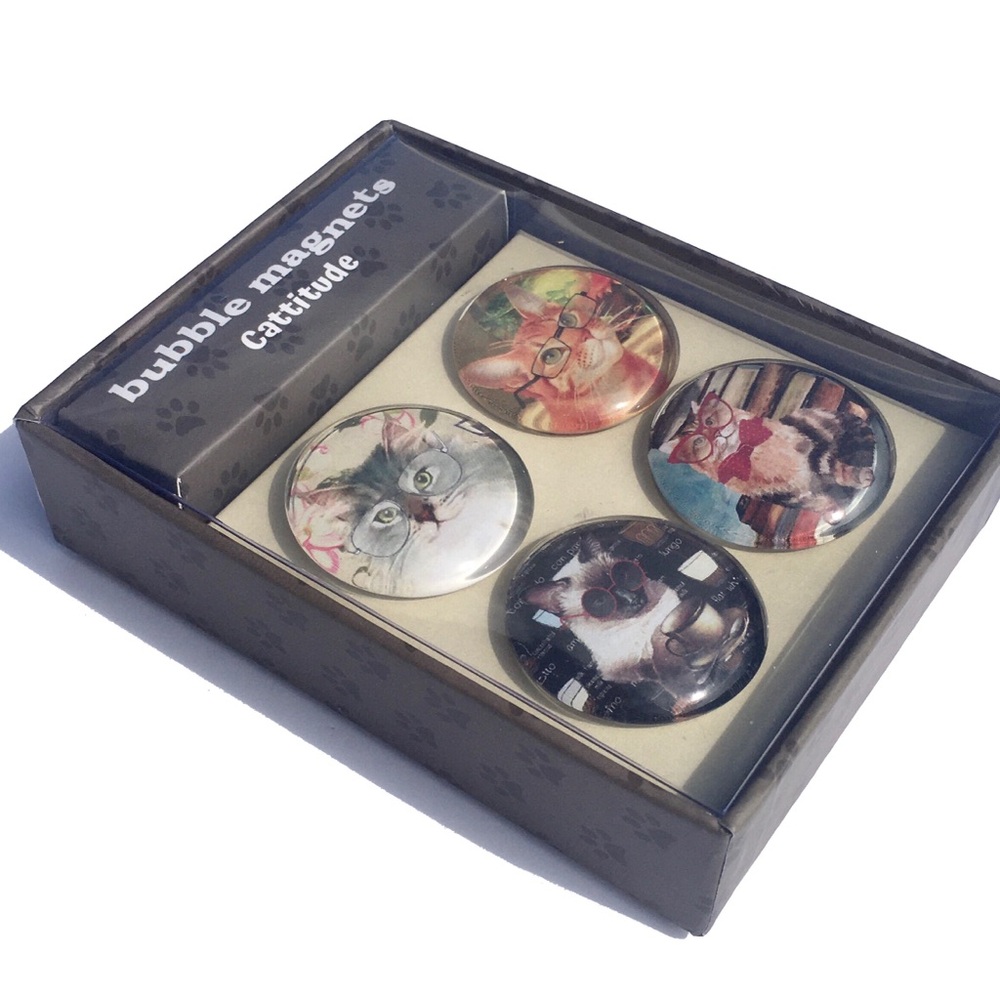 Catitude Kitty Cat Bubble Magnets Set of 4 (29541)